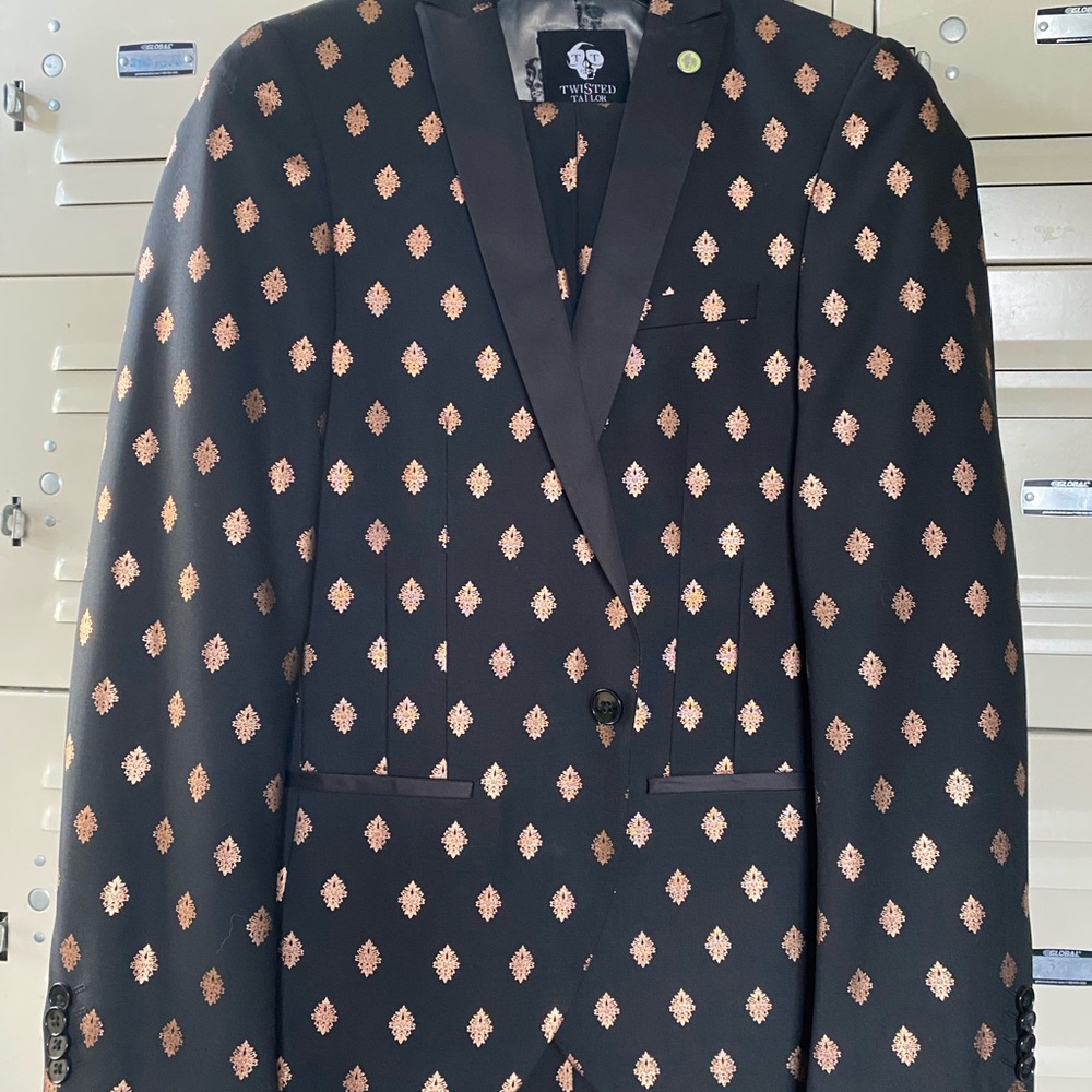 Black and Gold Patterned Suit